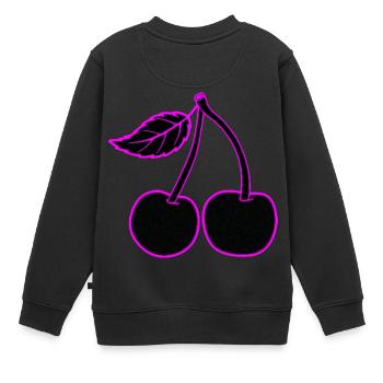 Neon Cherry Pink, subtle or present - Kids Premium Organic Sweatshirt - black - Back - AI Model Kid Female (0cm)