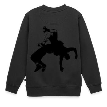 Ringer - Kinder Premium Organic Sweatshirt - Schwarz - Hinten - AI Model Kid Female (0cm)