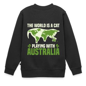 Katze Spielball Weltkarte Kontinente Meme Geschenk - Kinder Premium Organic Sweatshirt - Schwarz - Hinten - AI Model Kid Female (0cm)