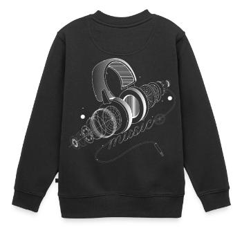 Parties individuelles d'un audio Casque - Sweat Premium enfant bio - noir - Dos - AI Model Kid Female (0cm)