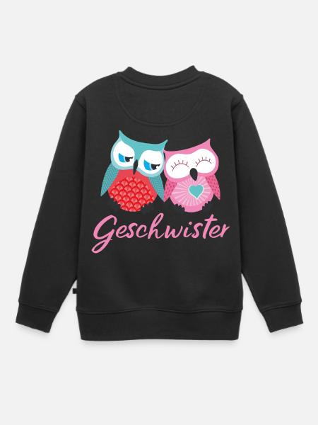 Geschwister Eulen - Kinder Premium Organic Sweatshirt - Schwarz