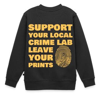 Un médecin légiste laisse vos empreintes digitales - Sweat Premium enfant bio - noir - Dos - AI Model Kid Female (0cm)
