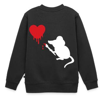 Maus Pinsel Herz Street Art - Kinder Premium Organic Sweatshirt - Schwarz - Hinten - AI Model Kid Female (0cm)