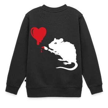 Street Art Ratte Herz - Kinder Premium Organic Sweatshirt - Schwarz - Hinten - AI Model Kid Female (0cm)