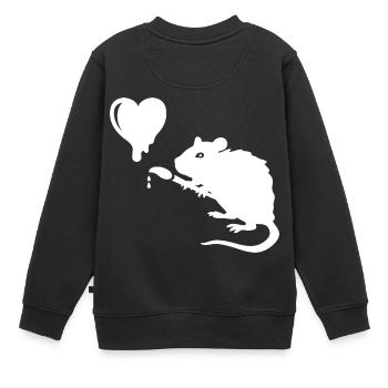 Street Art Ratte Herz - Kinder Premium Organic Sweatshirt - Schwarz - Hinten - AI Model Kid Female (0cm)