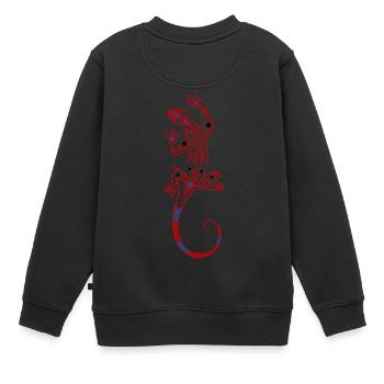 Lézard tribal - Sweat Premium enfant bio - noir - Dos - AI Model Kid Female (0cm)