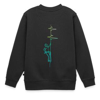 Escalade électrocardiogramme vert / bleu - Sweat Premium enfant bio - noir - Dos - AI Model Kid Female (0cm)