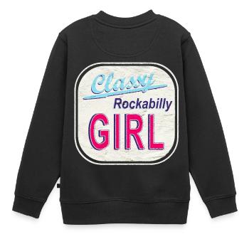 Classy Rockabilly Fille Logo Vintage - Sweat Premium enfant bio - noir - Dos - AI Model Kid Female (0cm)