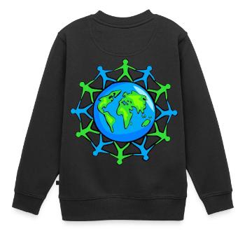 Welt Gemeinschaft - Kinder Premium Organic Sweatshirt - Schwarz - Hinten - AI Model Kid Female (0cm)