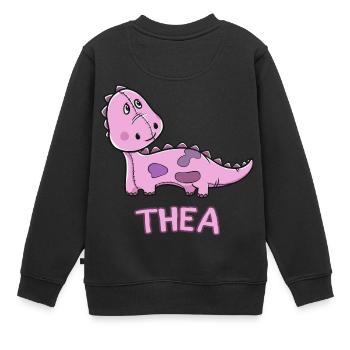 Dinosaurier lustig Kind Thea Geschenk Geburtstag K - Kinder Premium Organic Sweatshirt - Schwarz - Hinten - AI Model Kid Female (0cm)
