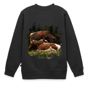 Pinzgauer Rind Vieh auf der Alm - Kinder Premium Organic Sweatshirt - Schwarz - Hinten - AI Model Kid Female (0cm)