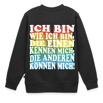 Ich bin wie ich bin - Adenauer Zitat in 3D Text - Kinder Premium Organic Sweatshirt - Schwarz - Hinten - AI Model Kid Female (0cm)