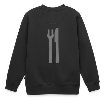 Besteck - Kinder Premium Organic Sweatshirt - Schwarz - Hinten - AI Model Kid Female (0cm)