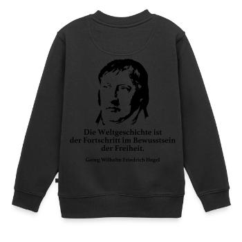 Hegel: Die Weltgeschichte ist der Fortschritt im - Kinder Premium Organic Sweatshirt - Schwarz - Hinten - AI Model Kid Female (0cm)