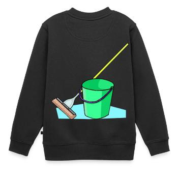 putzen cleaning putzfrau broom wischmop53 - Kinder Premium Organic Sweatshirt - Schwarz - Hinten - AI Model Kid Female (0cm)