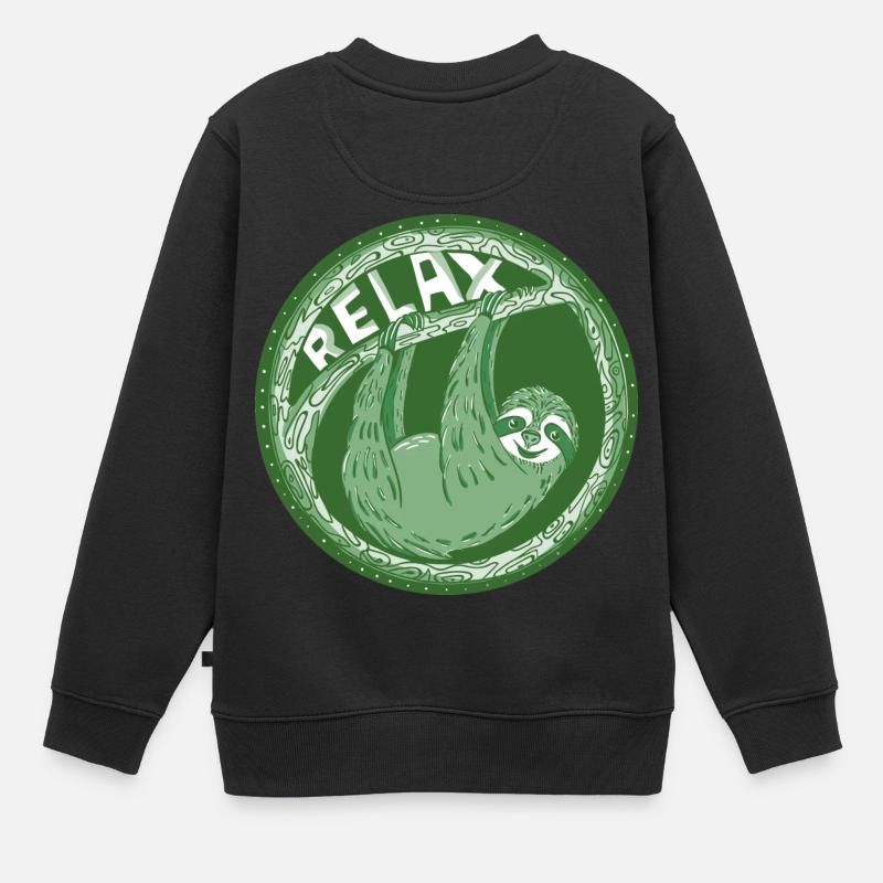 RELAX - indolence vert clair - Sweat Premium enfant bio - noir