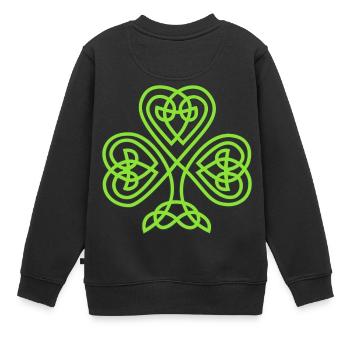 Kleeblatt - Kinder Premium Organic Sweatshirt - Schwarz - Hinten - AI Model Kid Female (0cm)