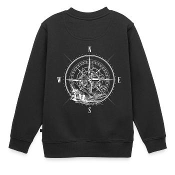 Himmelsrichtungen Kompass Segler Segelschiff - Kinder Premium Organic Sweatshirt - Schwarz - Hinten - AI Model Kid Female (0cm)