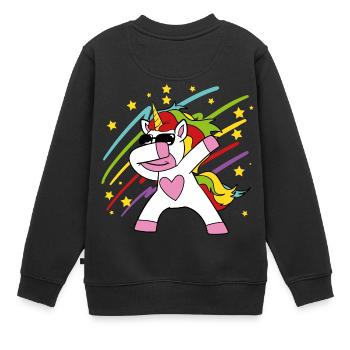 Tamponner, licorne - Sweat Premium enfant bio - noir - Dos - AI Model Kid Female (0cm)