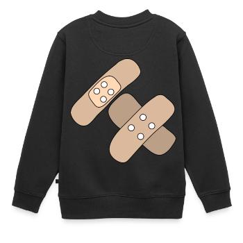 Pflaster, Wunde, Verletzung, Heilung, Geschenkidee - Kinder Premium Organic Sweatshirt - Schwarz - Hinten - AI Model Kid Female (0cm)