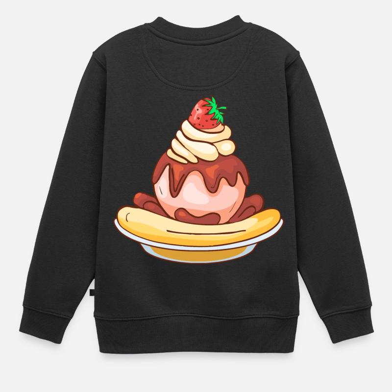 Eis Speiseeis Eiskrem Eiscreme Kugeleis Eisbecher - Kinder Premium Organic Sweatshirt - Schwarz