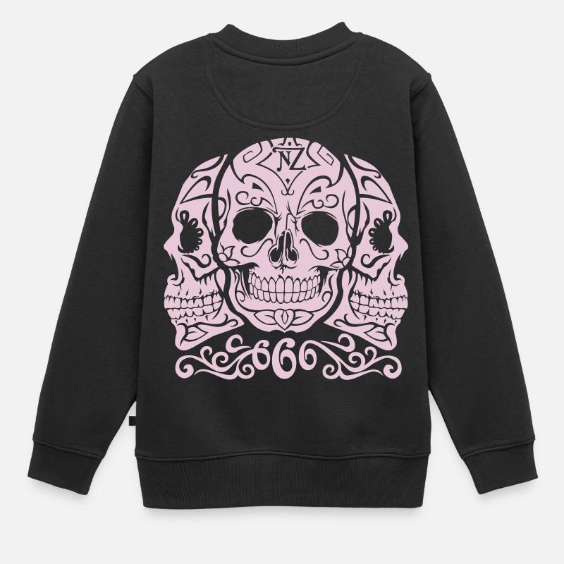 Schädel Dia de los muertos - Kinder Premium Organic Sweatshirt - Schwarz