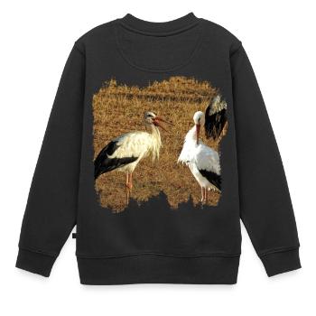 Master Adebar and Mrs. Adebar are storks - Kids Premium Organic Sweatshirt - black - Back - AI Model Kid Female (0cm)