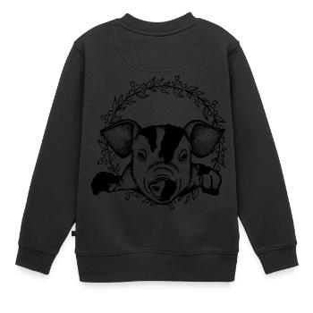 Schwein - Kinder Premium Organic Sweatshirt - Schwarz - Hinten - AI Model Kid Female (0cm)