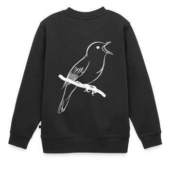 chant rossignol / oiseau chanteur - Sweat Premium enfant bio - noir - Dos - AI Model Kid Female (0cm)