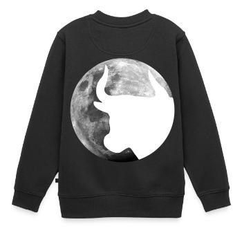 Stier im Vollmond - Kinder Premium Organic Sweatshirt - Schwarz - Hinten - AI Model Kid Female (0cm)