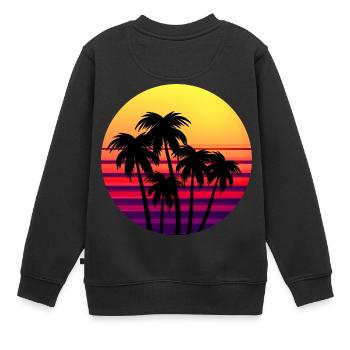 Rétro Coucher de soleil Palmiers au coucher du soleil - Sweat Premium enfant bio - noir - Dos - AI Model Kid Female (0cm)