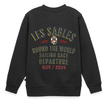 Les Sables round the world sailing race blc - Sweat Premium enfant bio - noir - Dos - AI Model Kid Female (0cm)