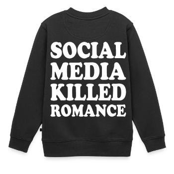 social media killed romance - Kinder Premium Organic Sweatshirt - Schwarz - Hinten - AI Model Kid Female (0cm)