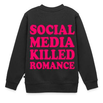 social media killed romance - Kinder Premium Organic Sweatshirt - Schwarz - Hinten - AI Model Kid Female (0cm)