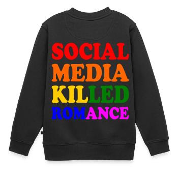 social media killed romance - Kinder Premium Organic Sweatshirt - Schwarz - Hinten - AI Model Kid Female (0cm)