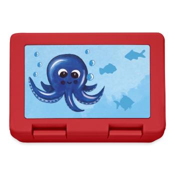 Funny octopus and fish with bubbles - Lunchbox - red - Front
