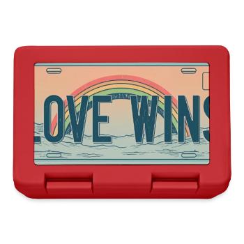 Retro License Plate – Love Wins Rainbow - Lunchbox - red - Front