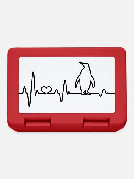 Herzschlag Pinguin EKG Pinguine Südpol Antarktis - Brotdose - Rot