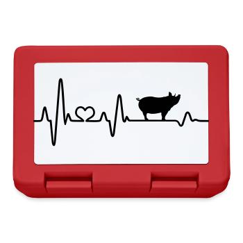 Pig heartbeat piggy farmer farmer - Lunchbox - red - Front