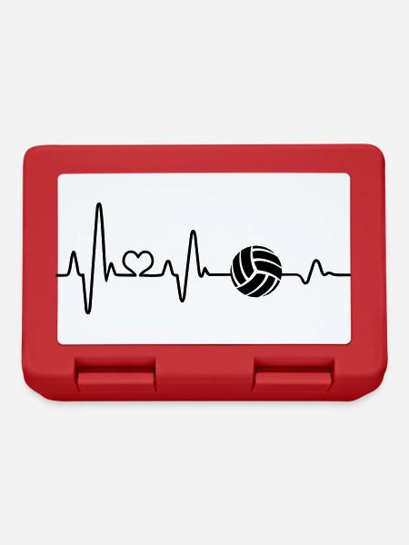 Herzschlag Volleyball EKG Volleyballer Geschenkide - Brotdose - Rot