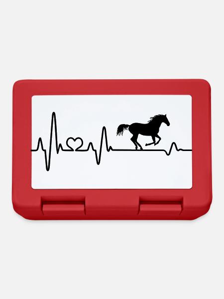 Pferd Galopp Herzschlag Reiter Reiterin Reiten EKG - Brotdose - Rot