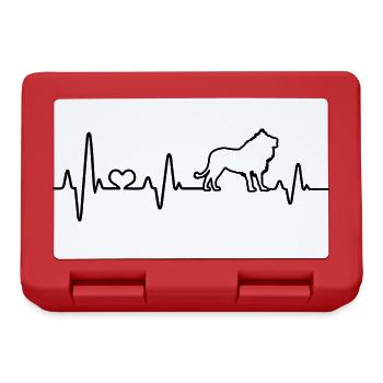 Löwe Herzschlag liebe Löwen Herz EKG Afrika Safari - Brotdose - Rot - Vorne