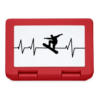 Snowboard snowboarder snowboarding heartbeat EKG - Lunchbox - red - Front
