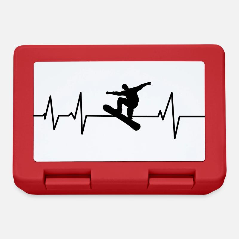 Snowboard snowboarder snowboard heartbeat EKG - Boîte à goûter - rouge