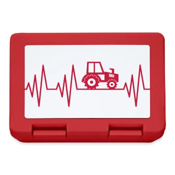 EKG Herzschlag Puls Traktor Trecker Landwirt Bauer - Brotdose - Rot - Vorne