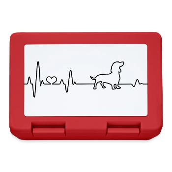 Teckel chien propriétaire de chien cadeau Heartbeat ECG - Boîte à goûter - rouge - Devant