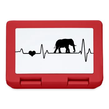 Elefant Herzschlag Elefanten EKG Afrika Fan Safari - Brotdose - Rot - Vorne
