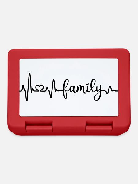 I love my family Herzschlag Vater Mutter Kind Herz - Brotdose - Rot