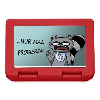 lustiger Waschbär Brotbox Sticker Brotdose - Brotdose - Rot - Vorne