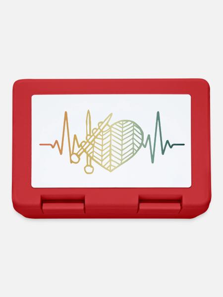 Strickender Herzschlag stricken EKG Puls - Brotdose - Rot